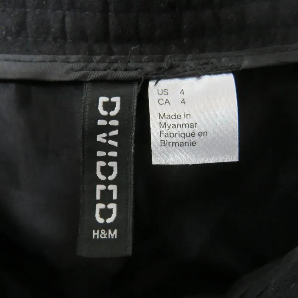 H&M Black Button Up A-Line Mini Skirt Skater Skirt Cute Size 4